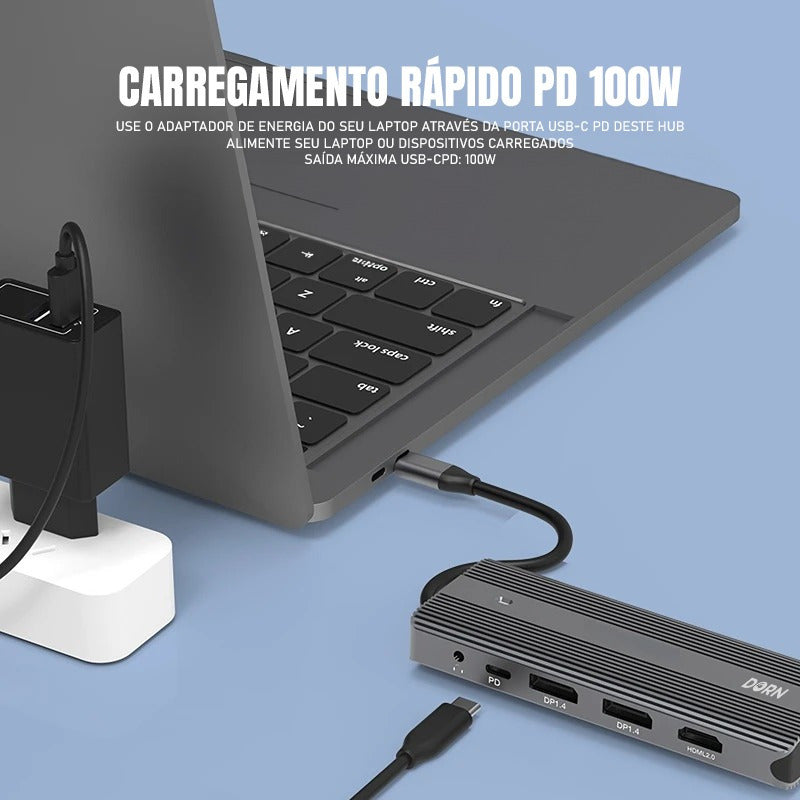 Adaptador Hub Thunderbolt Dorn 11 em 1 Para 3 Monitores 8k Hdmi e Displayport