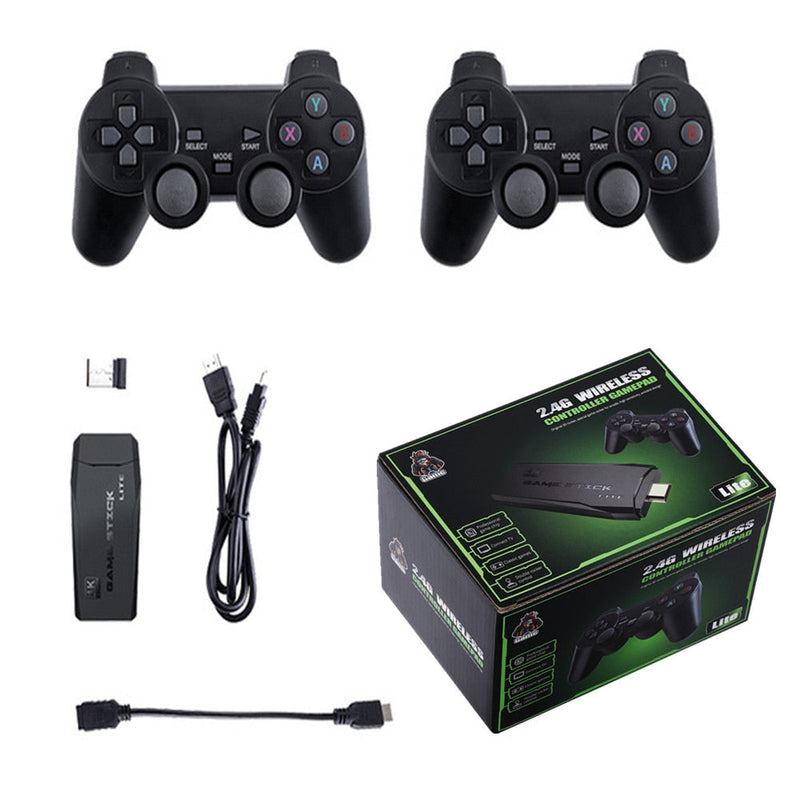 Video Game RETRÔ 2.4G 2 CONTROLES Wireless Game Stick 4K 10000 JOGOS 64 32GB Retro Games PARA PS1/GBA Boy color e muito mais